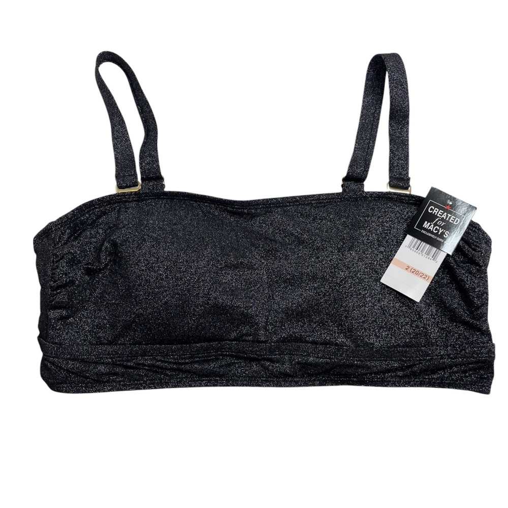 California Waves Black and Silver Bikini Top with Adjustable Straps